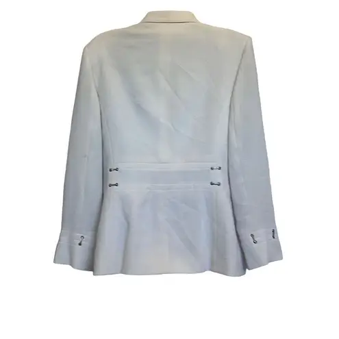 Kasper 8P Petite Cream 3 Button Silver Accent Work Office Blazer Jacket Seamed