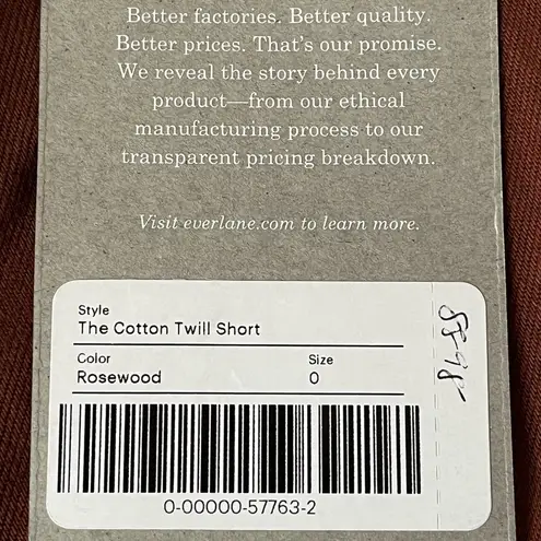 Everlane  The Cotton Twill Short Jean Shorts Rosewood Brown Size 0