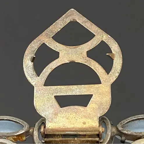 Unique Vintage PAT. 1.801.128 Cabochon Marquis Moonstone Triangle Dress/Fur Clip