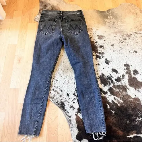 MOTHER DENIM The Stunner Ankle Fray Skinny Jeans in Friday the 13th Size 27 Black