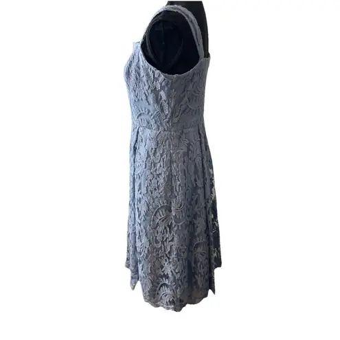 Adrianna Papell Adrianna‎ Papell 3/4 Sleeve Lace Fit Flare Dress Bolero Jacket Dusty Blue Size 8