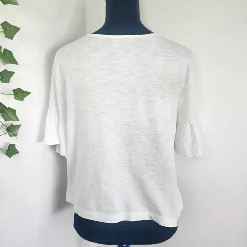 ZARA  Basic Collection White TShirt Ruffle Sleeves