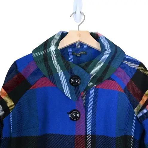 For Cynthia Womens S Button Down Wool Blend Plaid Jacket Coat