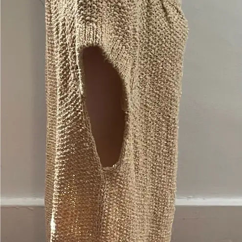 margaret o'leary Margaret O’Leary gold tan knit shirt sleeve cardigan with pockets, size L boho