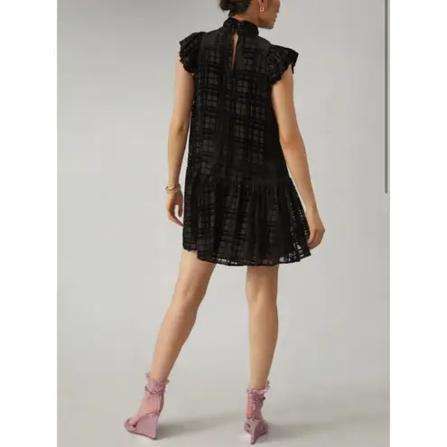 Anthropologie NEW ‎ Corey Lynn Calter Mini Dress Holiday Plaid Black Ruffle Sz XS