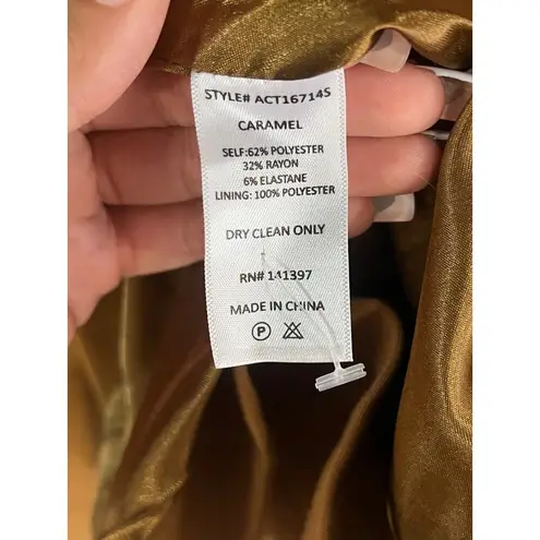 ASTR The Label Long Sleeve Single Breasted Boyfriend Blazer Caramel Women's S Tan