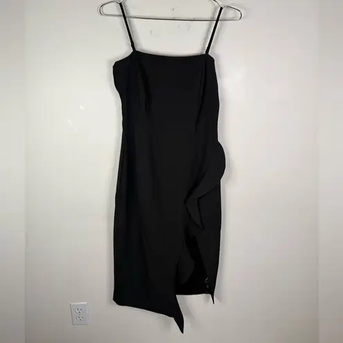 Bardot Black Asymmetrical Ruffle Midi Dress