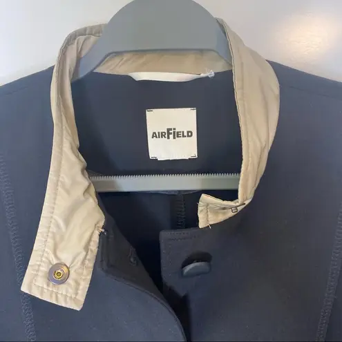 Airfield Button Down Long Sleeve Black Jacket Khaki Satin Trim M Size M