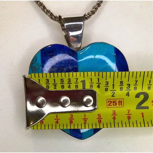 Jay King DTR Lapis Lazuli Turquoise Mosaic Inlay Heart Pendant Necklace 925