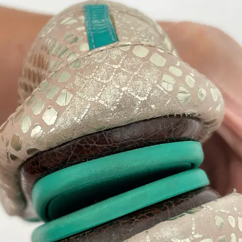 Tieks Romantic Blush Leather Ballet Flats Rose Gold Snakeskin Shiny Metallic 6