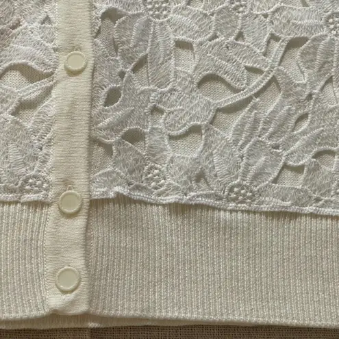 New York & Company | NWT Ivory & White Lace Front 3/4 Sleeve Cardigan | LP Size undefined