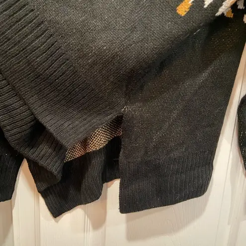 NWT New Directions Size XL Black Leopard Print Mock Neck Tunic Sweater Oversized