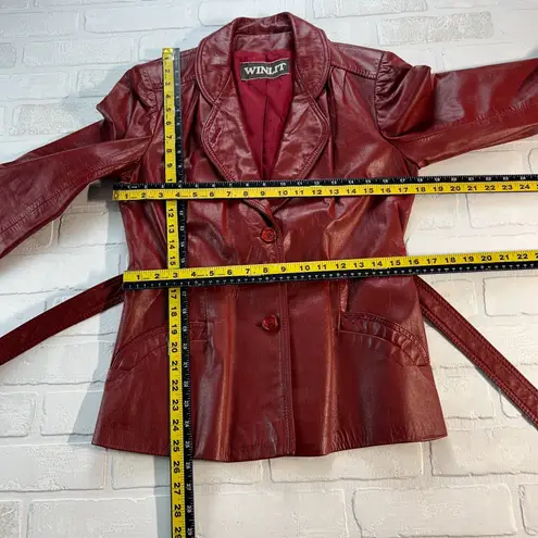 Vintage WINLIT Leather Jacket Womens Small M Red Rust Mod Gogo Hipster 1960s 13 Size undefined