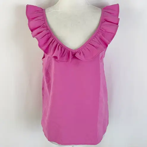 VERO MODA New Ruffle Trim V-Neck Tank Top Queeny Phlox Pink Size XS