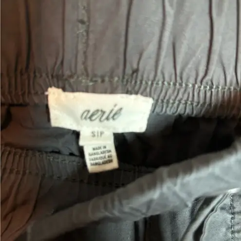 Aerie  American Eagle Baggy Cargo Pant Skater Smoked Gray Drawstring‎ Small