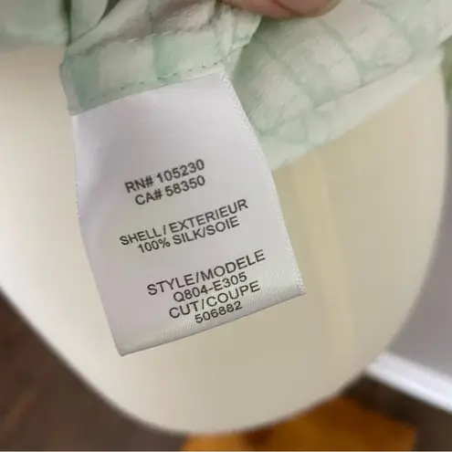 Equipment Femme Top Short Sleeve 100% Silk Reptile Snake Print Green Cream