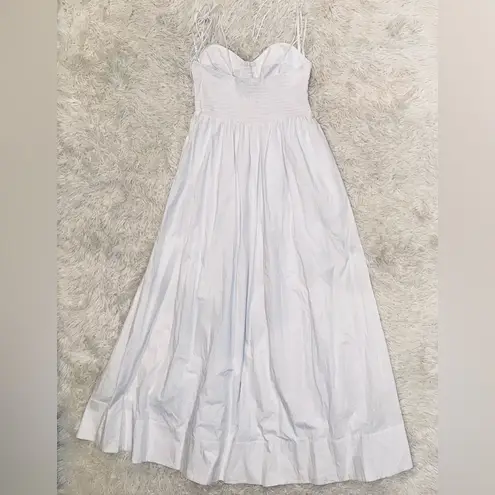 STAUD NWOT Landry Shoulder-Tie Smocked Cotton Maxi White Dress sz M