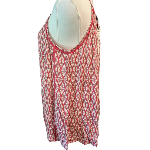 Solitaire Solitare Top MED NWT Embroidered Pleated Boho Tank Geometric Aztec Ethnic