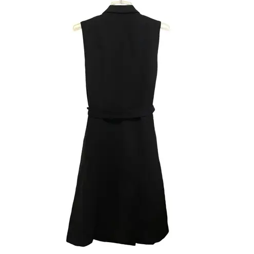 FRNCH  Cicilia Sleeveless Collared‎ Midi Dress Size M/L Black Button Up Tie Waist