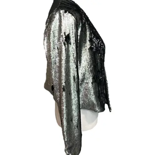 Evereve Chaser sequin drape front jacket reversible sequin black silver NWT - XS