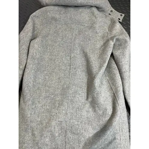 Vince  Bergdorf Goodman Rabbit Fur Hooded Wool Coat Gray Womens Size Medium