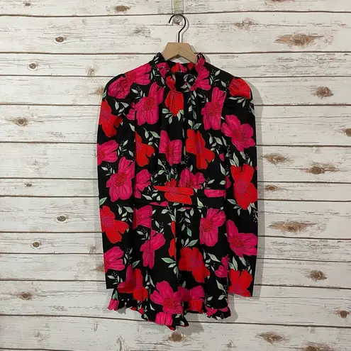 Pretty Little Thing  High Neck Romper - Black Floral - 2