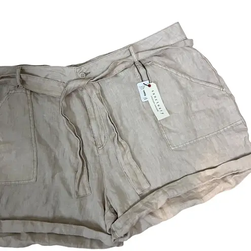 Sanctuary Standard Surplus 100% Linen Shorts Plus Size 24W Beige Khaki NWT Tan