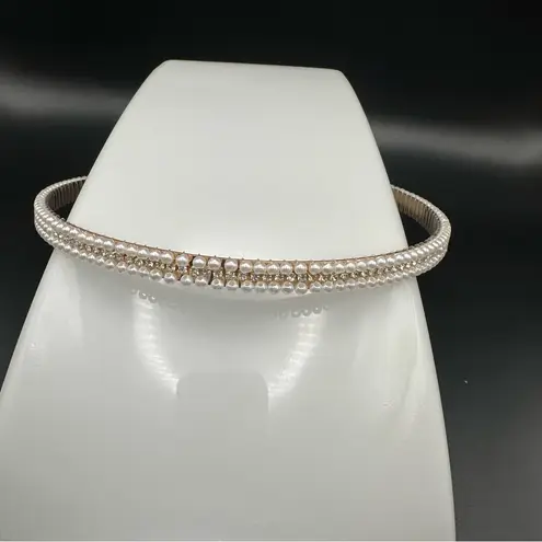 Elegant Pearl and Crystal Headband Gold