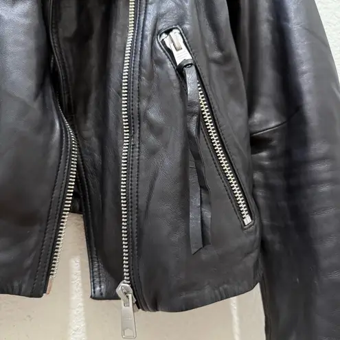 ALL SAINTS Dalby Biker Black 100% Lamb Leather Biker Jacket Women’s US 8 UK12