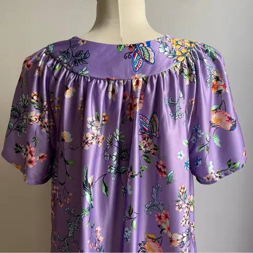 Vintage Anthony Richards MuuMuu House Dress Purple Pockets Butterfly Medium