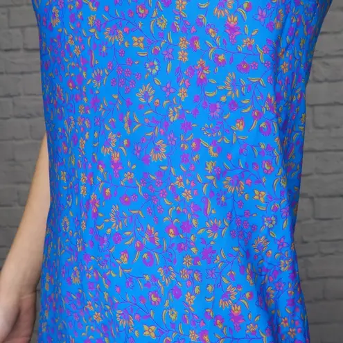 Merona Vintage 80s Blue Ditsy Floral Midi Slip Dress