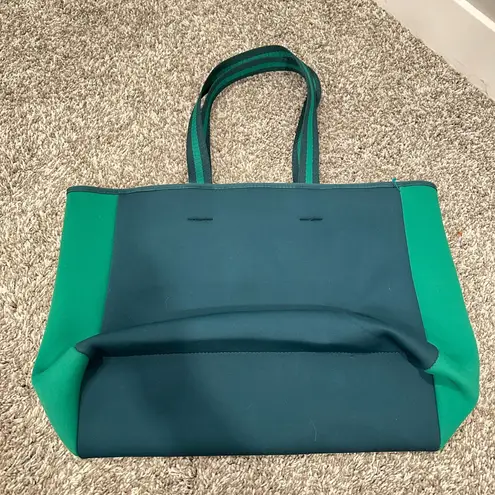 Summersalt Tote Bag Teal Green Neoprene Magnetic Snap Closure Zipper Pocket