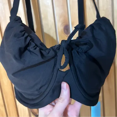 Birdsong Miami Vice Ruched Bikini Top in Black Eco Onyx Size 32H