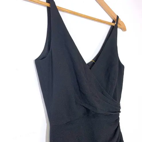 Dress the Population NEW Jordan Ruched Black Gown Dress with High Slit Black XS