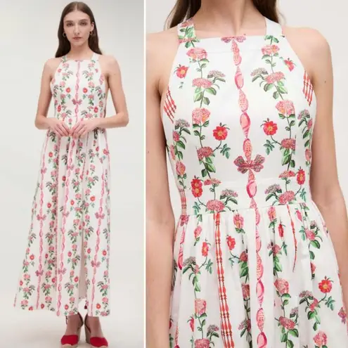 Hill House NWT The Addie Dress Red Shell Vine Stripe Pattern Size Medium