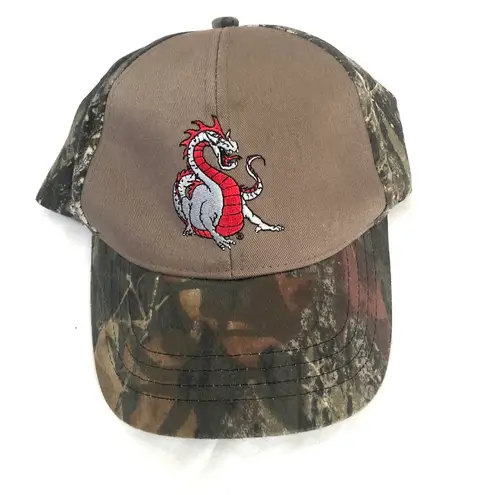 Mossy Oak NWT  Brown and red trucker hat with a dragon design