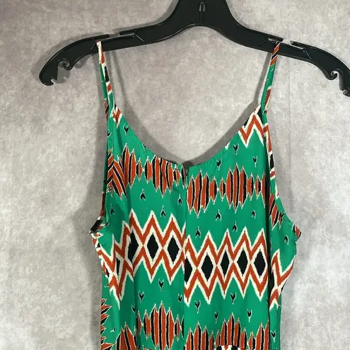 JustFab  Orange & Green Zig Zag V-Neck Tank Dress | Size Medium