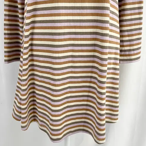 VERO MODA New Square Neck Long Sleeve Mini Dress Frida Neutral Stripe