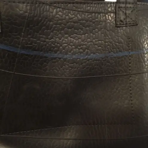 Rubber Crossbody Bag Vault Clasp Flap Black Blue Industrial Unique Purse 10x8.5