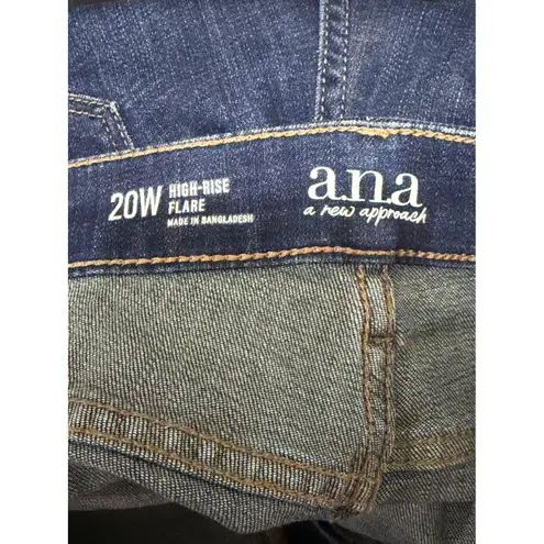 ana High Rise Flare Jeans Womens 20W Dark Wash Denim Fitted Hip Thigh NEW Blue