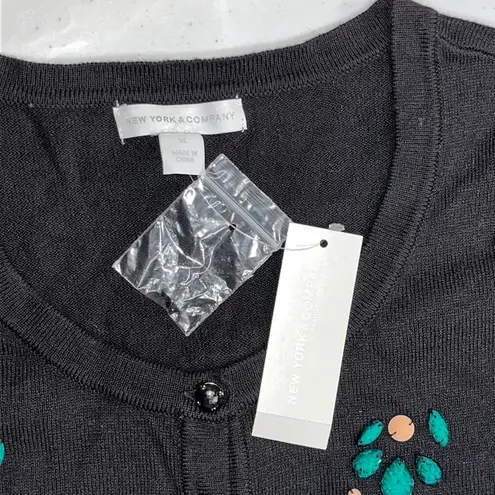 New York And Company NWT Size XL Black Embellished Sweater Cardigan