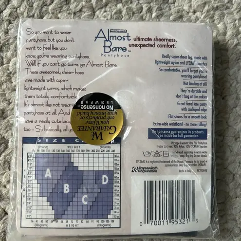 No Nonsense Almost Bare Floral Lace Pantyhose almost black Wm Sz A NEW Vintage