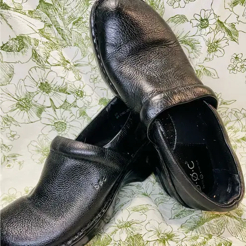 BOC Born Concepts Women's Black Leather Clogs Shoes Size 8 Comfort