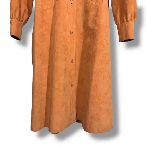 Vintage Samuel Robert Terracotta Orange Peach Suede Long Belted Coat
