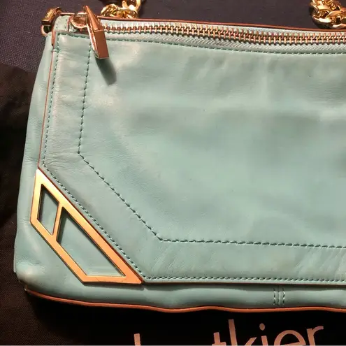 Botkier Linea Tiffany Blue Gold Hardware Crossbody Bag Chunky Chain Turquoise