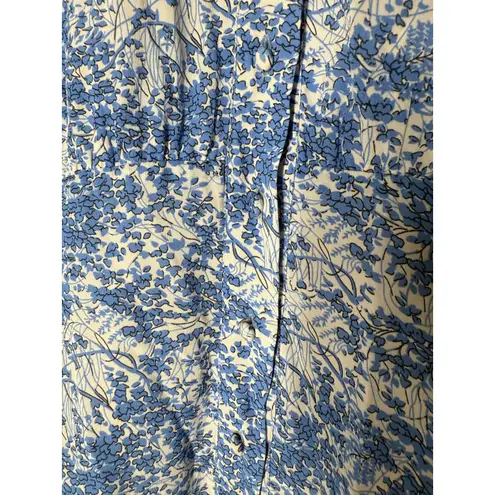 Karina Grimaldi Blue Floral Mini Dress Womens Sz S Boho Beachy Tassel Feminine