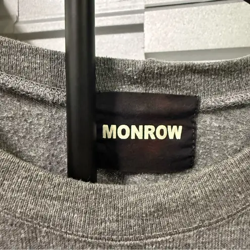 Monrow Tie Front Sweatshirt Gray Relaxed Crewneck Athleisure Lounge Cozy Size M