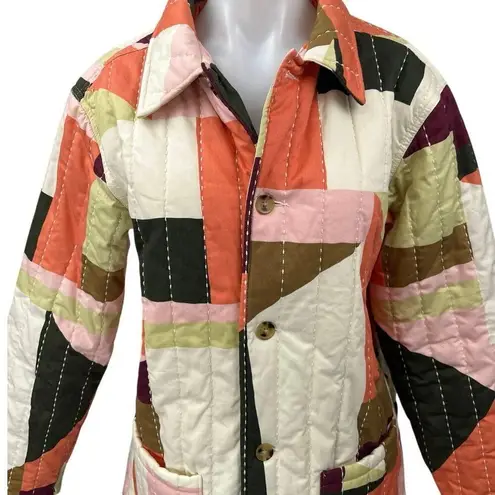Gee’s Bend Multicolor Long Sleeve Button Oversized Quilted Puffer Coat Jacket S