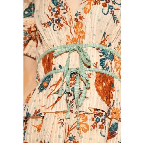 Ulla Johnson Marni Ruffled Mini Dress Peach Floral Size 14 NEW