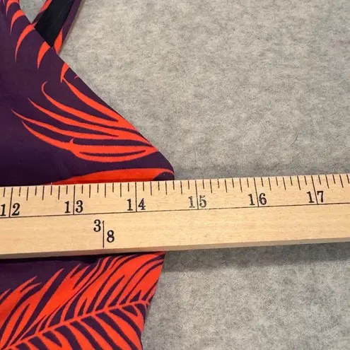 Boden One Piece Swimsuit Ruched Tropical Palm Leaf Print Purple Red US 8